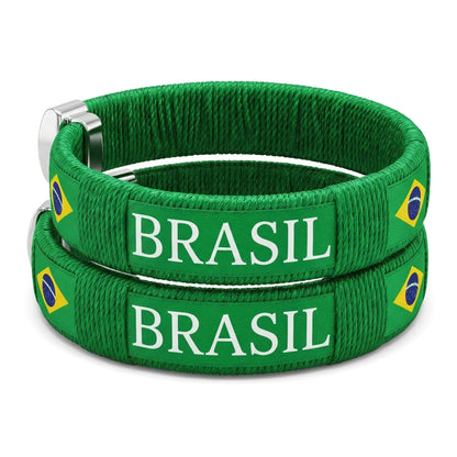2 Pack Handmade Braided Country Flag Wristband - Premium Woven Fabric National Pride Bracelet - Ultra Comfortable & Adjustable Artisan Fan Band - Unique Souvenir for Game Day