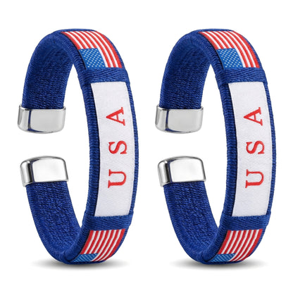2 Pack Handmade Braided Country Flag Wristband - Premium Woven Fabric National Pride Bracelet - Ultra Comfortable & Adjustable Artisan Fan Band - Unique Souvenir for Game Day