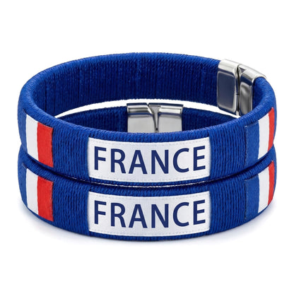 2 Pack Handmade Braided Country Flag Wristband - Premium Woven Fabric National Pride Bracelet - Ultra Comfortable & Adjustable Artisan Fan Band - Unique Souvenir for Game Day