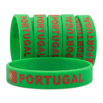 Portugal Flag Silicone Wristbands Set - Premium Rubber Bracelets for International Soccer Matches, Sports Fans Gear, Patriotic Spirit Accessories for Game Day & Parades - Soft & Durable (6-Pack)