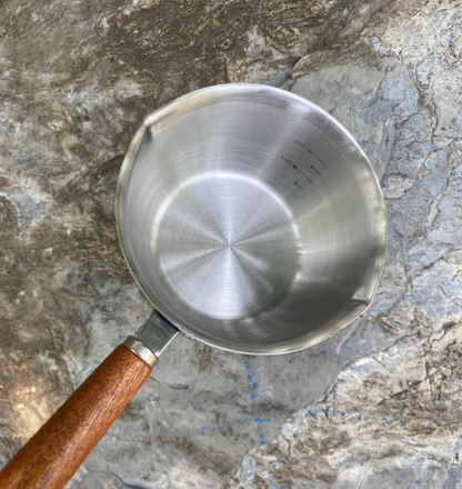 Butter Melting Pot Butter Warmer Small Saucepan Milk Warmer Stainless Steel Saucepan with Dual Pour Spouts, 0.3-Quart, Silver (300ml)