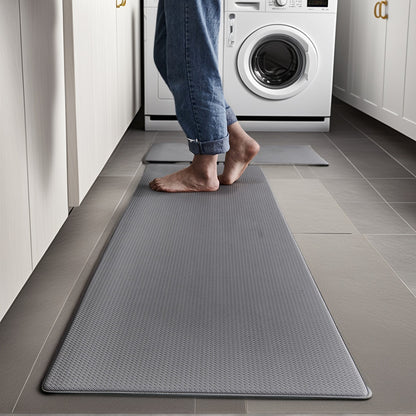 Kitchen Mats 2PCS Cushioned Anti Fatigue PVC Rugs Non-Slip Standing Sink Mat Waterproof 17"x30"+17"x47" for Kitchen Floor