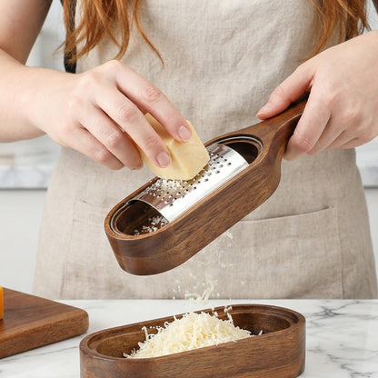 🥗 The Artisan Wood & Steel Cheese Grater - Elevate Your Culinary Ritual